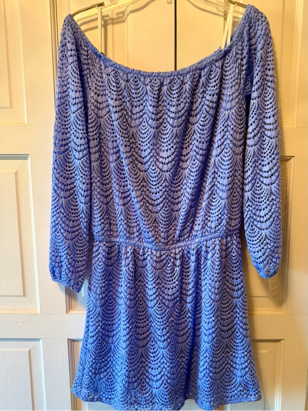 Lilly Pulitzer Blue Lace Off Shoulder Romper Size M – Worn Once